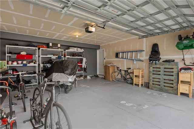 garage with a garage door opener