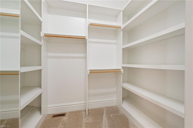 spacious closet with visible vents and carpet