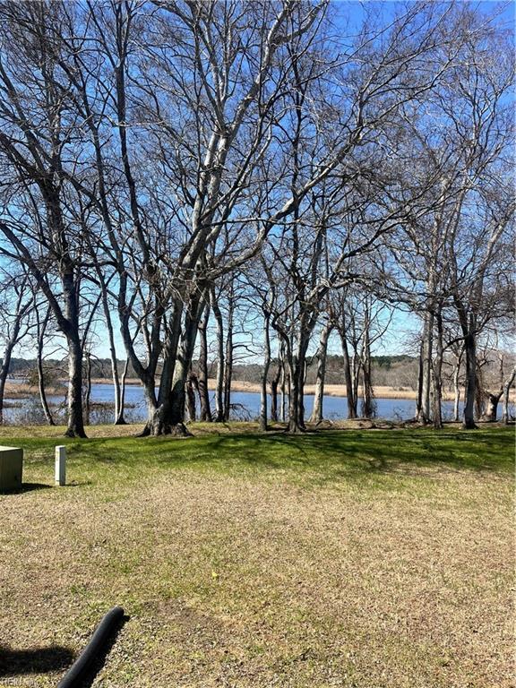 view of yard with a water view