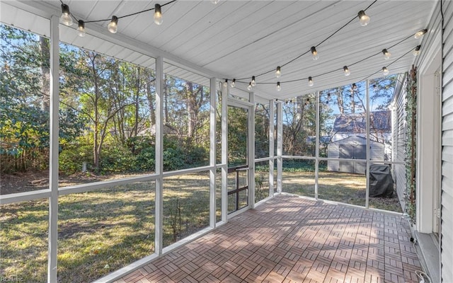 view of unfurnished sunroom