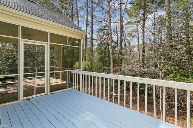 deck featuring a sunroom