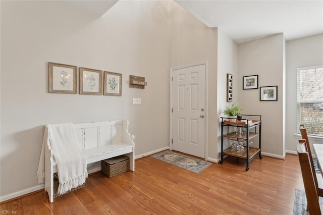 entrance foyer featuring baseboards and wood finished floors