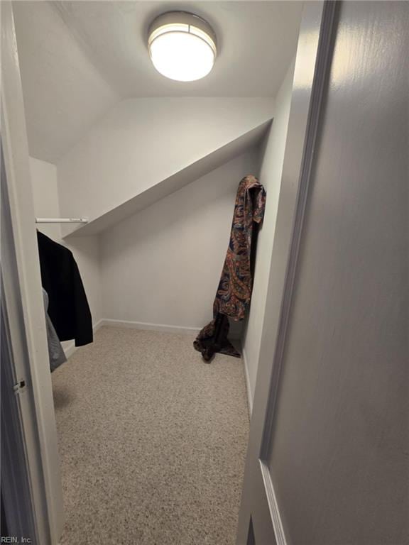 walk in closet with vaulted ceiling