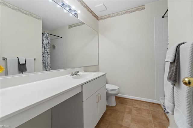 3853 Lasalle Dr Unit 110, Virginia Beach, VA 23453 - bathroom featuring a shower with shower curtain, baseboards, toilet, and vanity