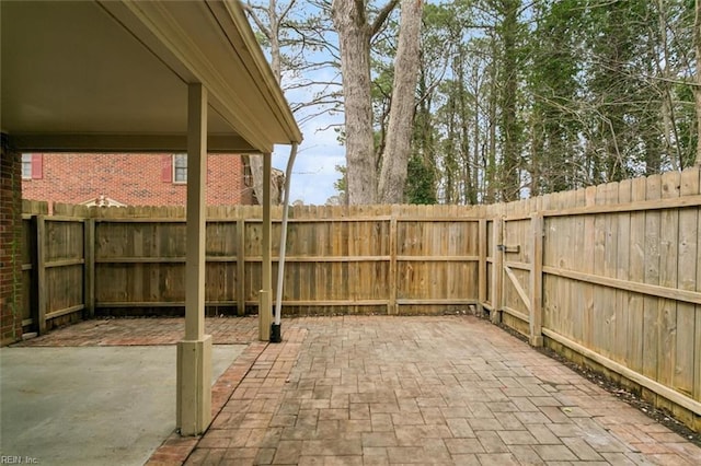 view of patio with a fenced backyard