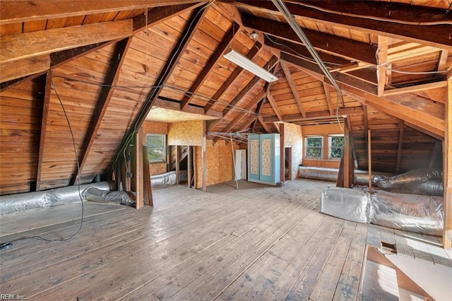 view of unfinished attic