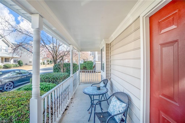 view of patio featuring a porch