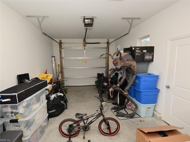 garage with a garage door opener