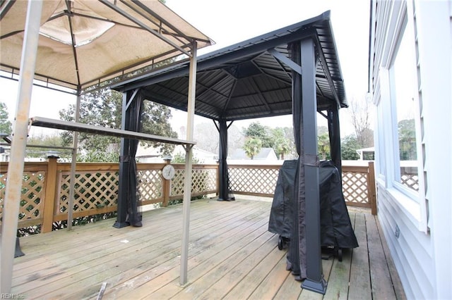 deck with a gazebo