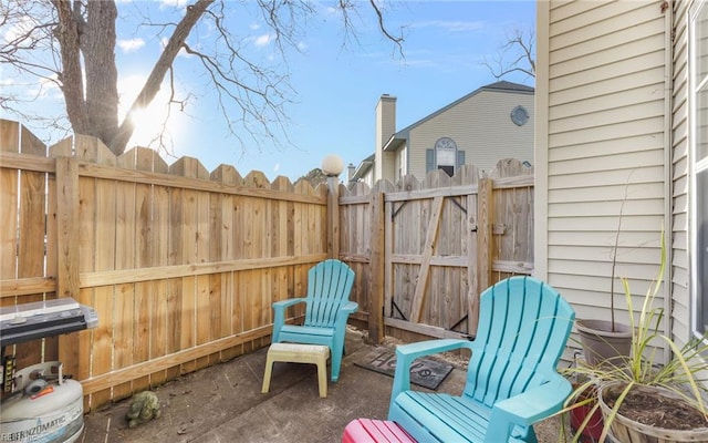 view of patio featuring a fenced backyard