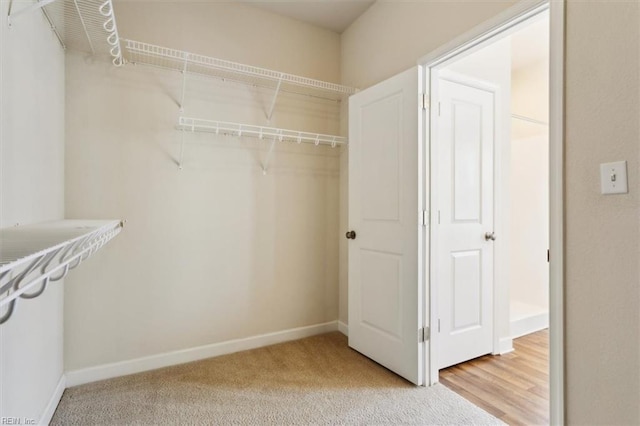 spacious closet with light colored carpet