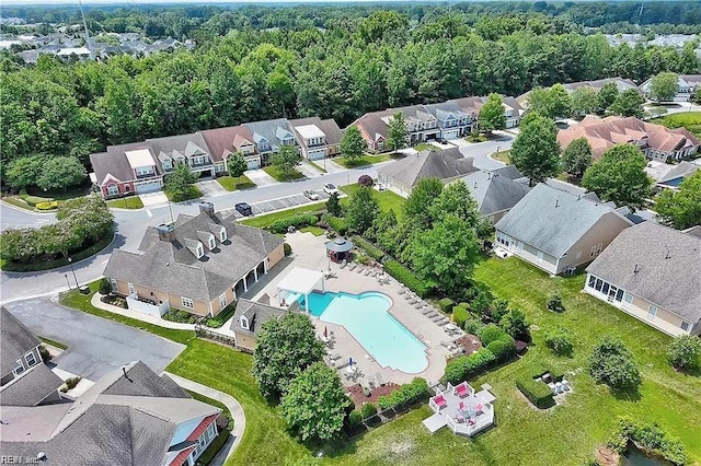 aerial view with a residential view