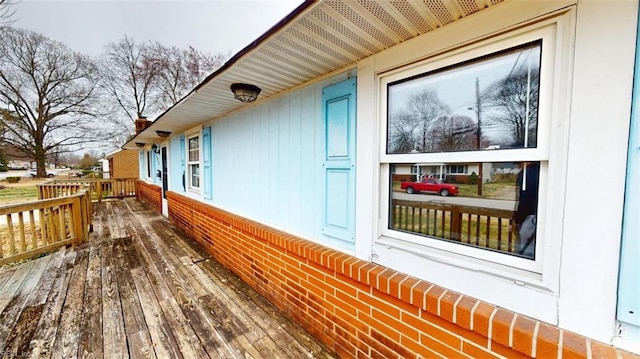 view of home's exterior featuring a deck