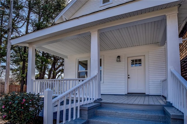 property entrance with a porch