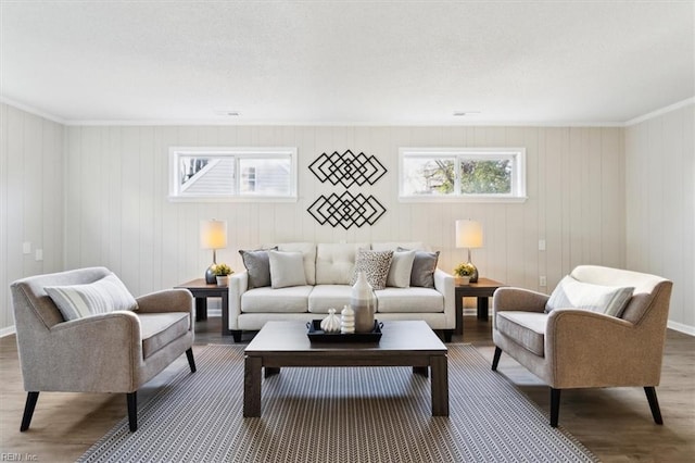 living room with wood finished floors