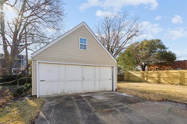 detached garage with fence