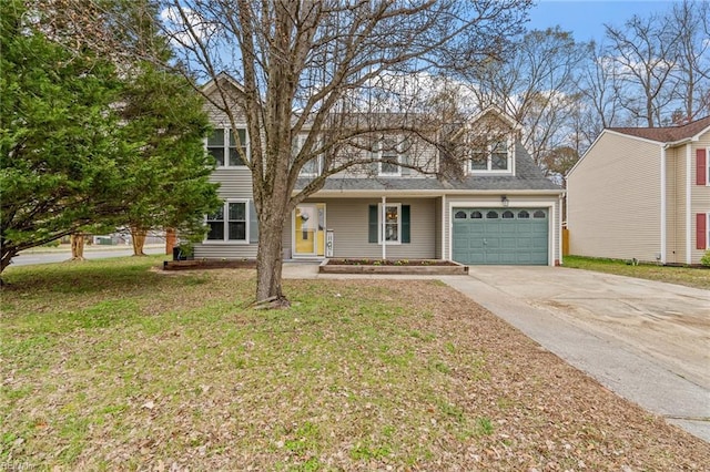 view of front of property with a front lawn and driveway