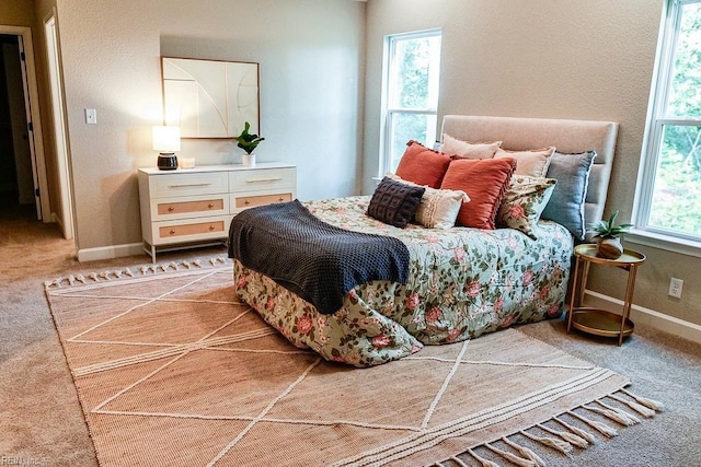 bedroom featuring baseboards and carpet