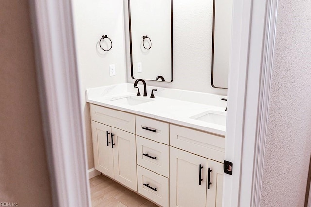 full bathroom featuring double vanity and a sink