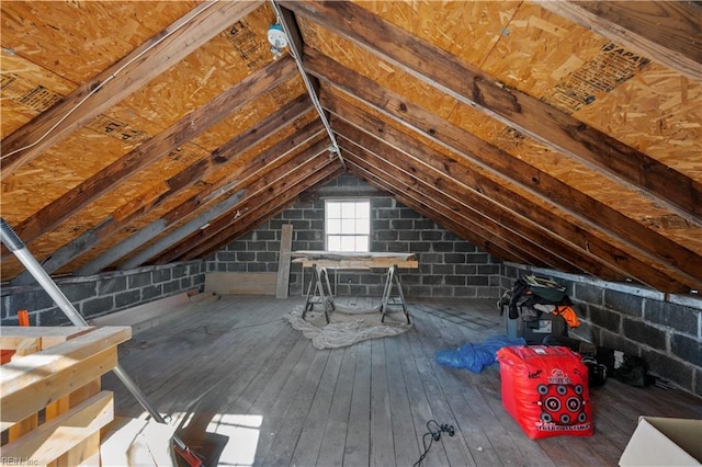 view of unfinished attic