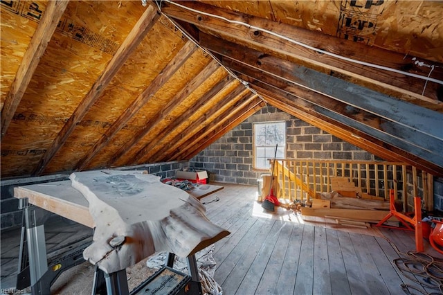 view of unfinished attic