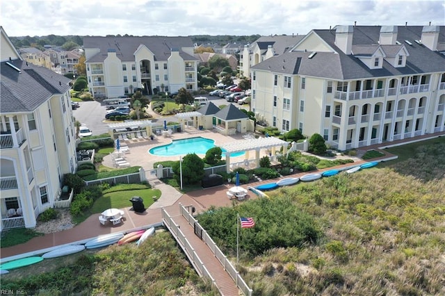 aerial view with a residential view