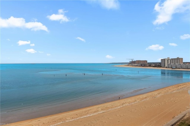 view of water feature with a view of the beach