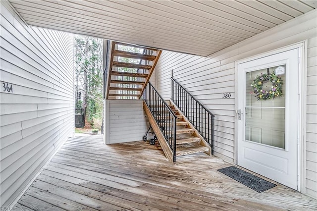 wooden deck with stairs