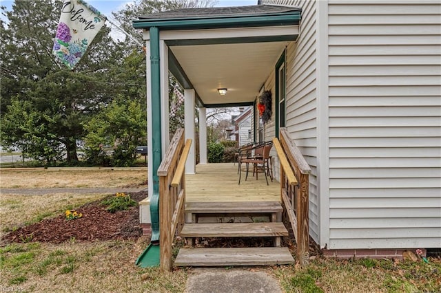 wooden deck with a porch