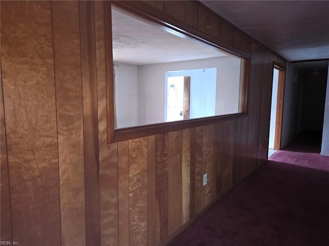 hall with wood walls