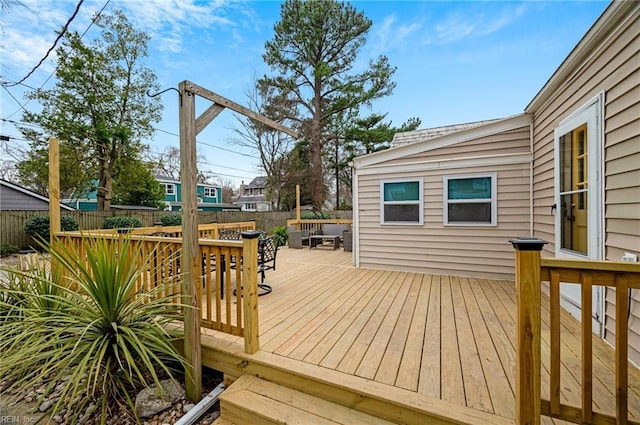 wooden terrace with fence