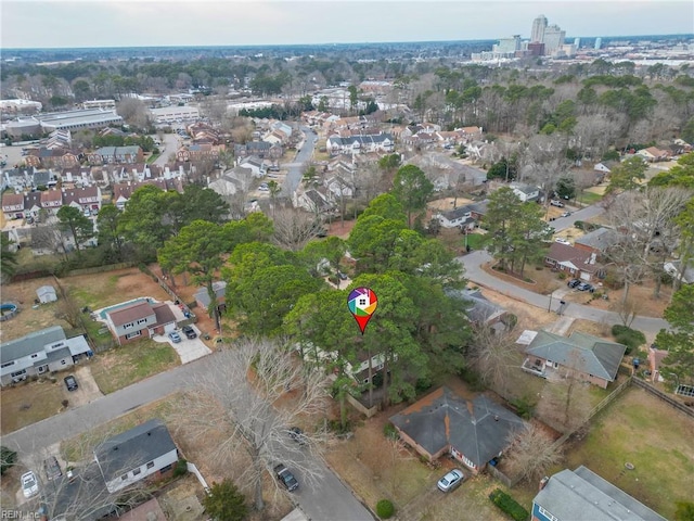 aerial view with a residential view