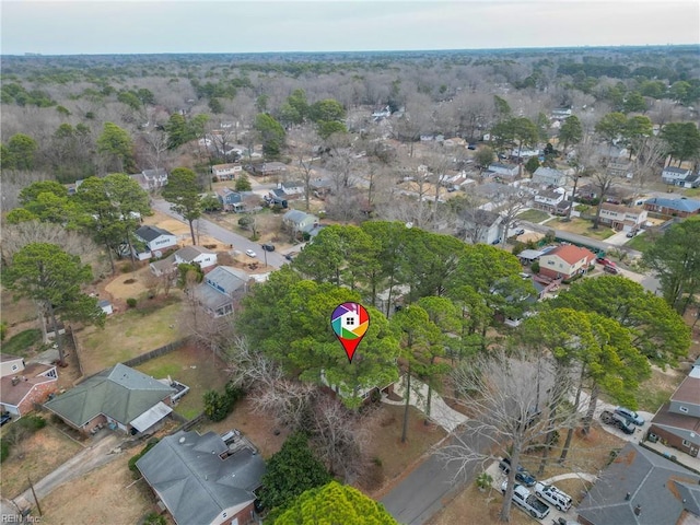 aerial view with a residential view