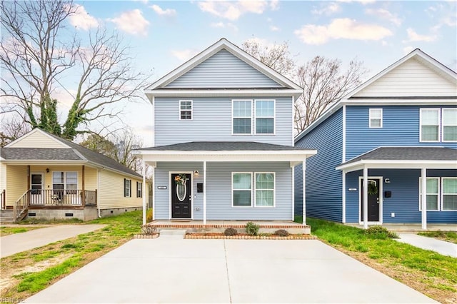 view of front of home with covered porch