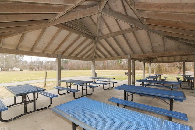 view of community with a gazebo, a yard, and a patio