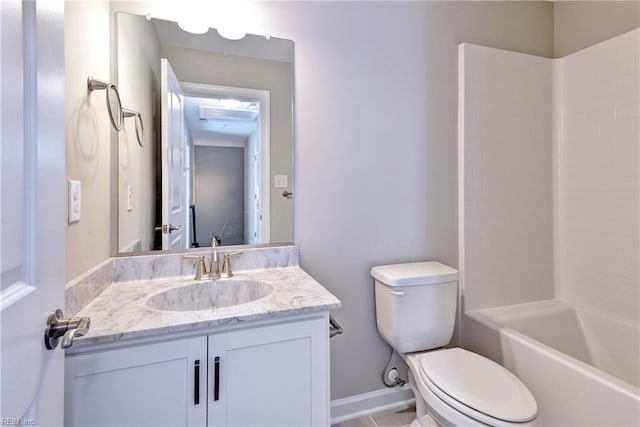 5311 Salzman St, Williamsburg, VA 23188 - full bath with toilet, vanity, baseboards, and shower / bath combination