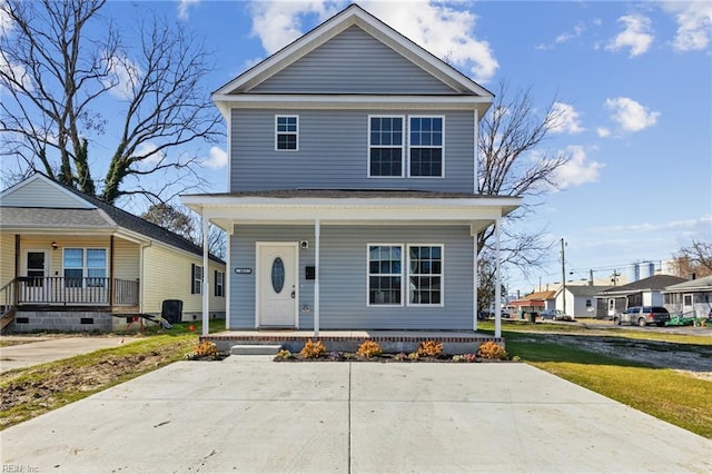 view of front of property featuring covered porch