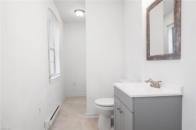 2118 Madison Ave, Newport News, VA 23607 - bathroom with tile patterned flooring, vanity, toilet, baseboards, and a baseboard radiator