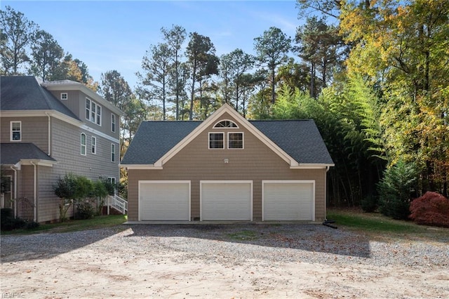 view of detached garage