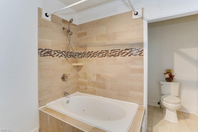507 Bellwood Rd, Newport News, VA 23601 - bathroom with toilet, tile patterned flooring, and a combined bath / shower with jetted tub