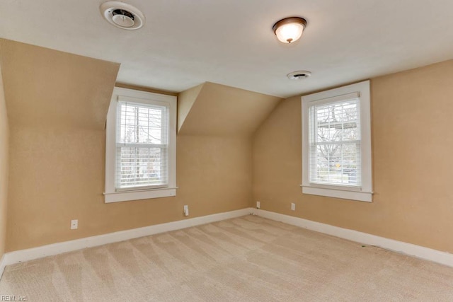 507 Bellwood Rd, Newport News, VA 23601 - bonus room featuring visible vents, carpet flooring, lofted ceiling, and baseboards