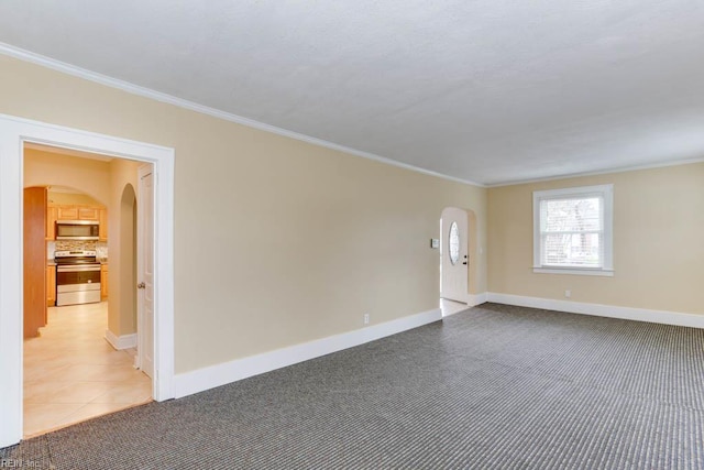507 Bellwood Rd, Newport News, VA 23601 - carpeted empty room featuring arched walkways, crown molding, and baseboards