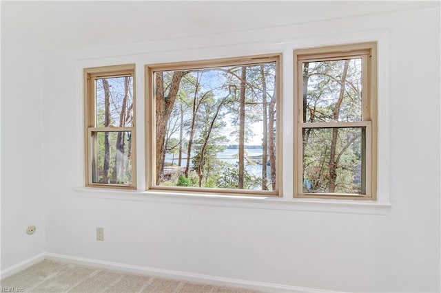 carpeted empty room featuring a healthy amount of sunlight and baseboards