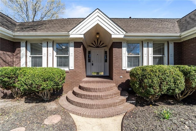 4825 Berrywood Rd, Virginia Beach, VA 23464 - property entrance with a shingled roof and brick siding