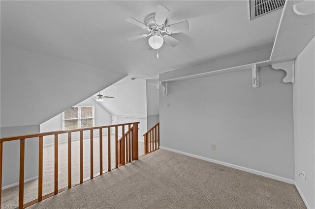 4825 Berrywood Rd, Virginia Beach, VA 23464 - additional living space with visible vents, ceiling fan, carpet, and vaulted ceiling
