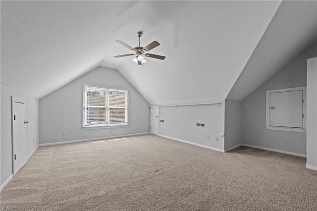 4825 Berrywood Rd, Virginia Beach, VA 23464 - bonus room with carpet, vaulted ceiling, baseboards, and a ceiling fan