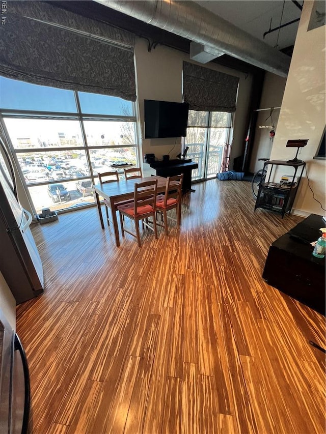 living room with wood finished floors