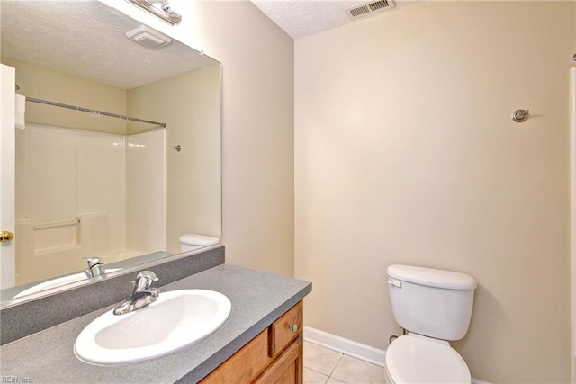 296 Walt Whitman Ave, Newport News, VA 23606 - bathroom with visible vents, toilet, a textured ceiling, tile patterned flooring, and vanity