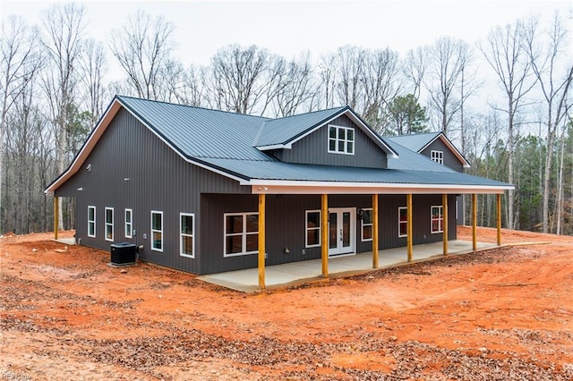 11AC Glass Rd, Hayes, VA 23072 - exterior space featuring a patio area, french doors, metal roof, and central AC