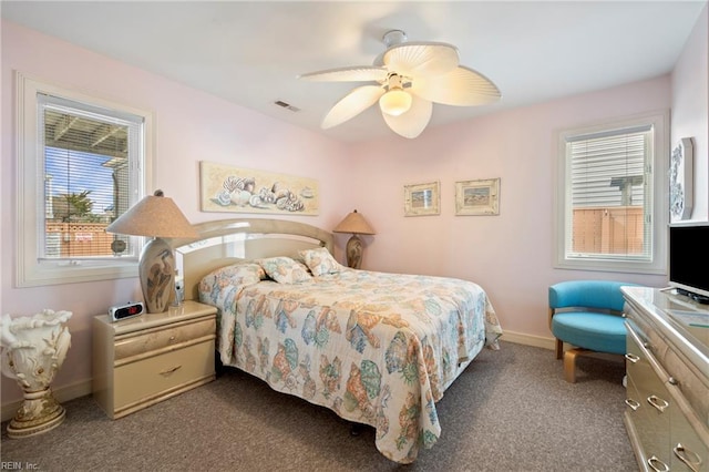 832 Surfside Ave, Virginia Beach, VA 23451 - bedroom featuring carpet, baseboards, ceiling fan, and visible vents